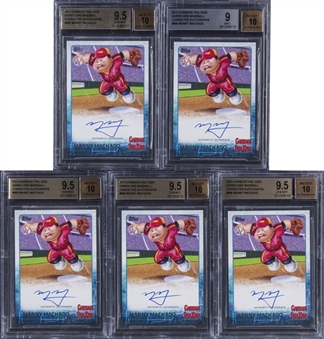 2015 Garbage Pail Kids Series One "Baseball Character Autographs" #M Manny Machado Signed Card Collection (5) - BGS Graded